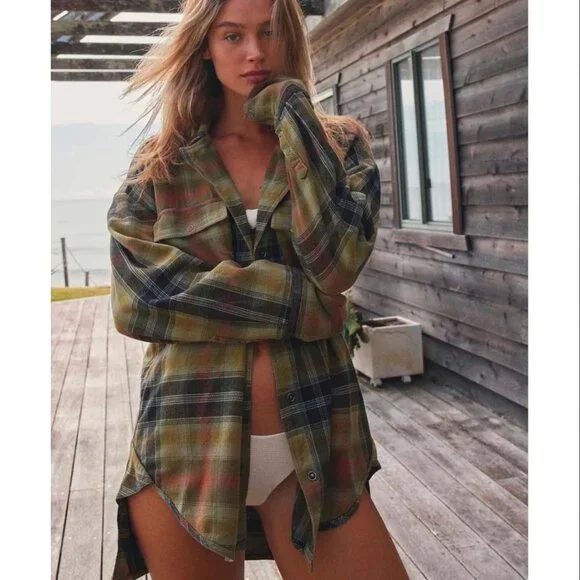 NWOT Free People We The Free Izzie Cargo Shirt Olive Combo - Picture 1 of 8